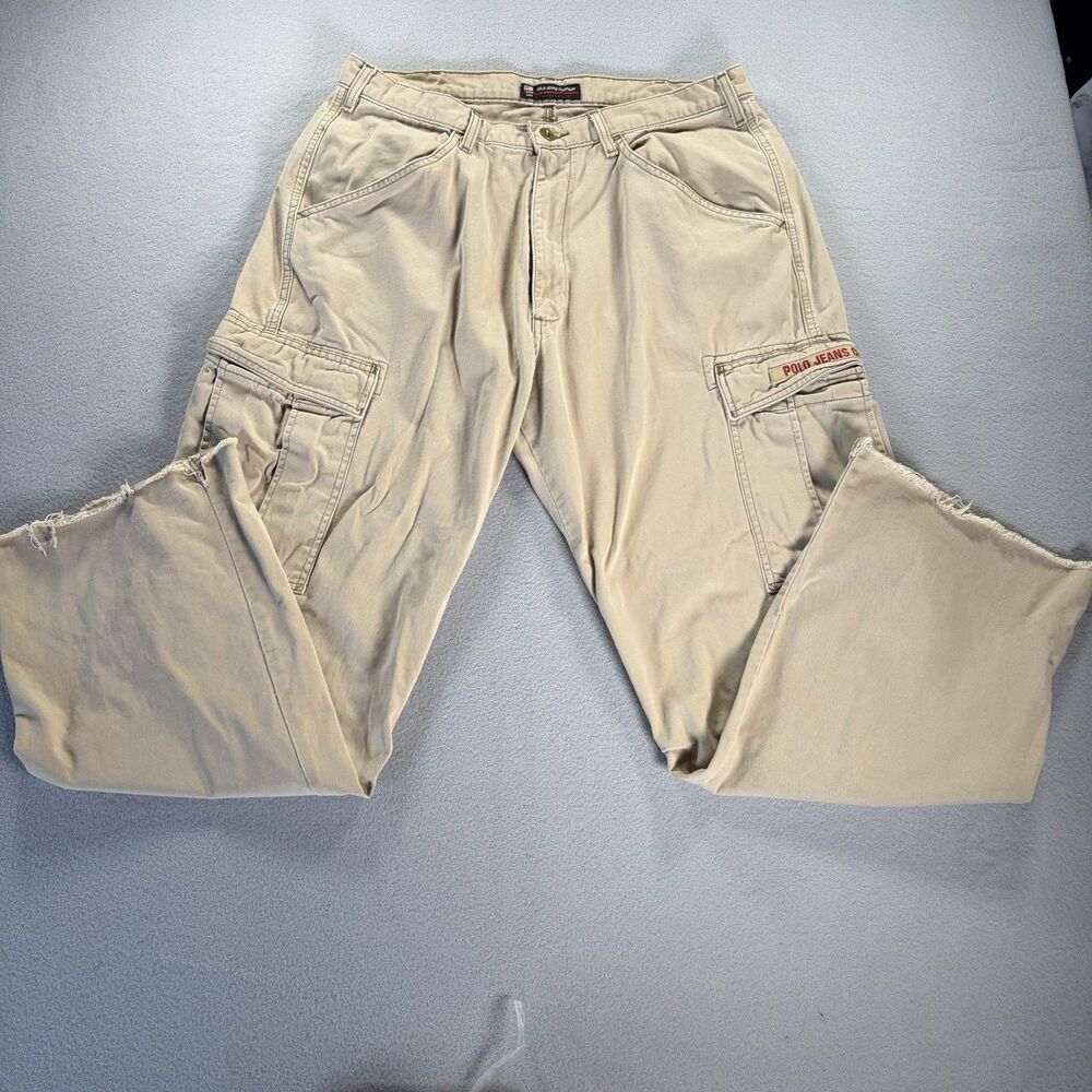 Vintage Polo Jeans Co Ralph Lauren Freighter Cargo Pants 34x32 Baggy 90s Y2K